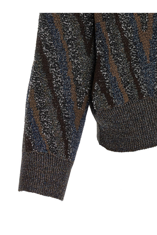 Кардиган с пайетками в зигзагообразном узоре, разноцветный MISSONI DS26WM1GBK01LYS91U7