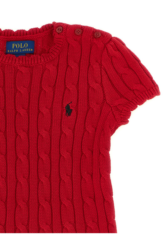 Braided knit dress Red