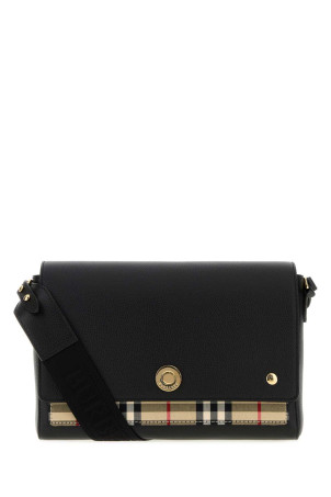 Чорна шкіряна сумка через плече Note, чорна, BURBERRY (8122632)