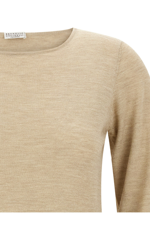 'Scollo A Barchetta In Lurex' sweater Beige