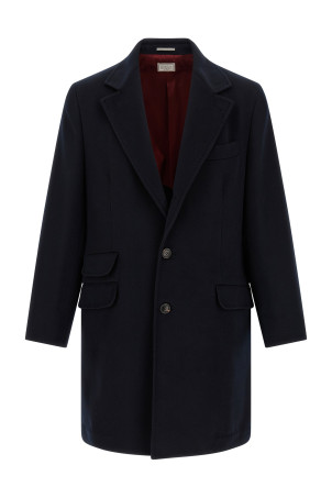 Шерстяне пальто «Бобер», синє BRUNELLO CUCINELLI MV4679039CJC20