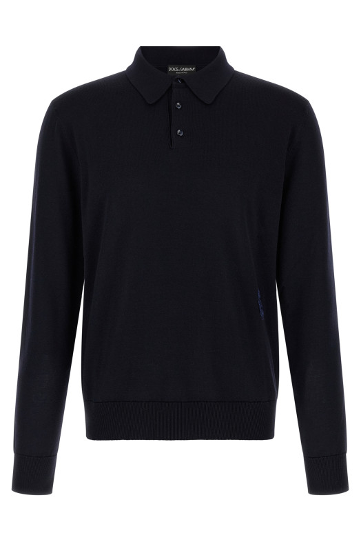 Поло из натуральной шерсти, синего цвета DOLCE & GABBANA GXZ25ZJGMLSB0665
