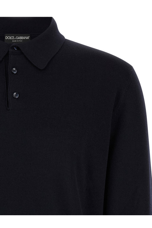 Поло из натуральной шерсти, синего цвета DOLCE & GABBANA GXZ25ZJGMLSB0665