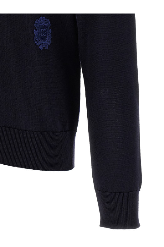Поло из натуральной шерсти, синего цвета DOLCE & GABBANA GXZ25ZJGMLSB0665