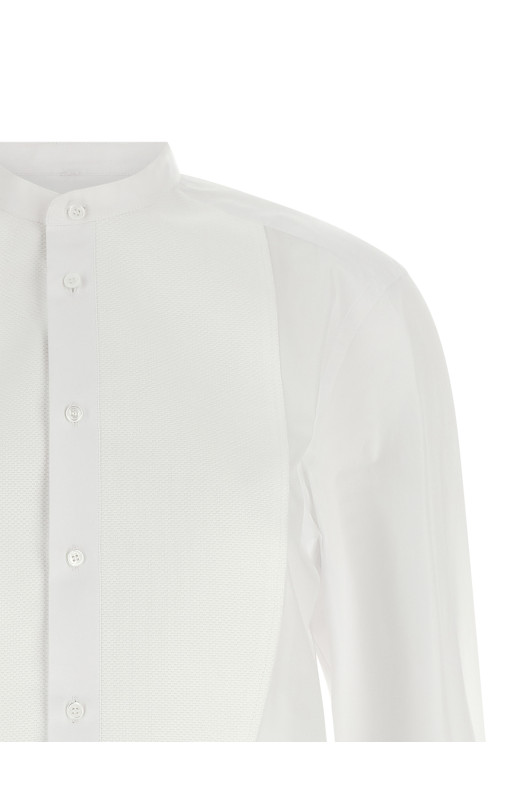 poplin shirt with plastron piqué White