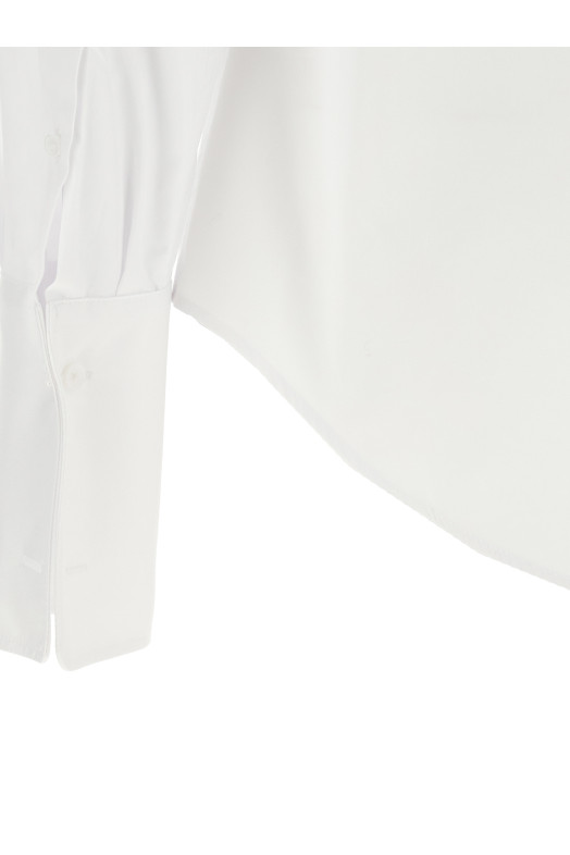 poplin shirt with plastron piqué White