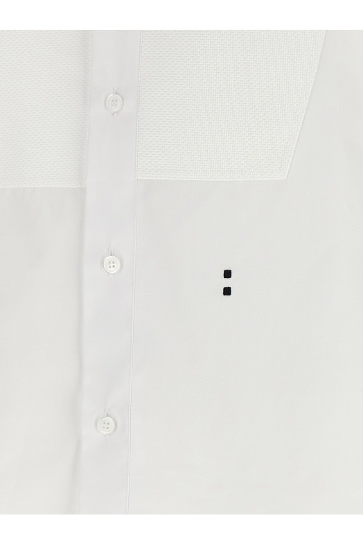 poplin shirt with plastron piqué White