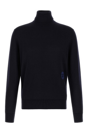 Свитер с высоким воротником из натуральной шерсти, синий DOLCE & GABBANA GXW05ZJGMLSB0665