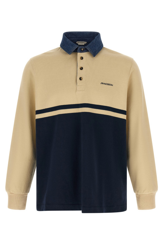 Contrast collar polo shirt Multicolor