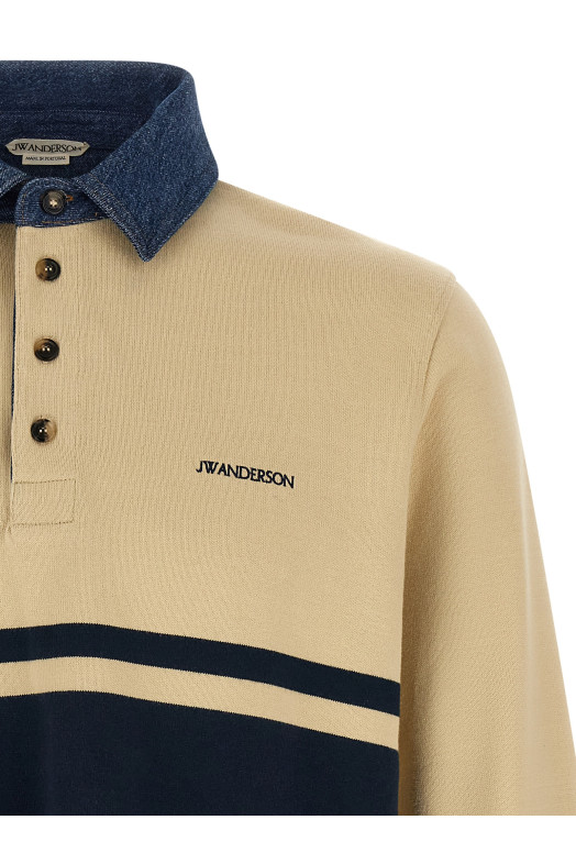 Contrast collar polo shirt Multicolor