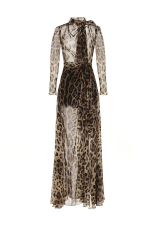 Сукня з шовкової суміші, коричнева DOLCE & GABBANA F6ACGTIS1LPHY13M