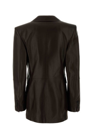 Chocolate leather blazer SAINT LAURENT (A007L2Y5OA2)