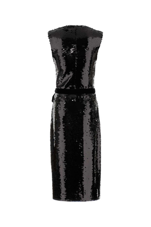 Платье из крепа с украшениями, чёрное, ALBERTA FERRETTI (A04495145)