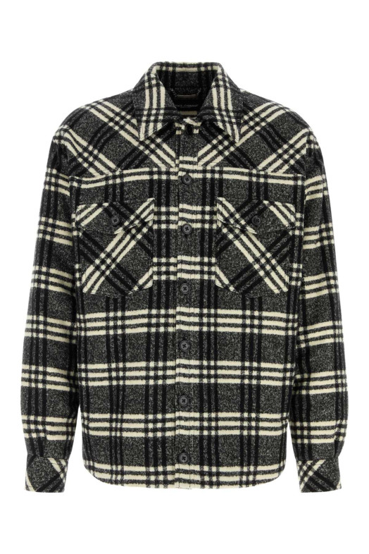 Рубашка из эластичной шерстяной смеси с вышивкой DOLCE & GABBANA (G9CKYTFQZAK) DOLCE & GABBANA