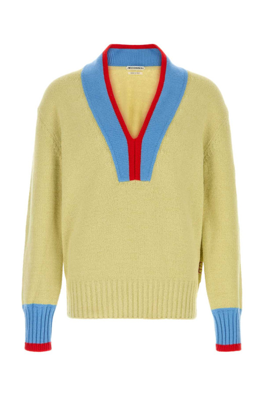 Світло-зелений еластичний светр із бавовняної суміші від Blue JW ANDERSON (KW1534YN0520) J.W.ANDERSON