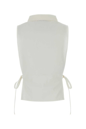 White cotton blend shirt Black MIU MIU (MK2041SOOO163M)