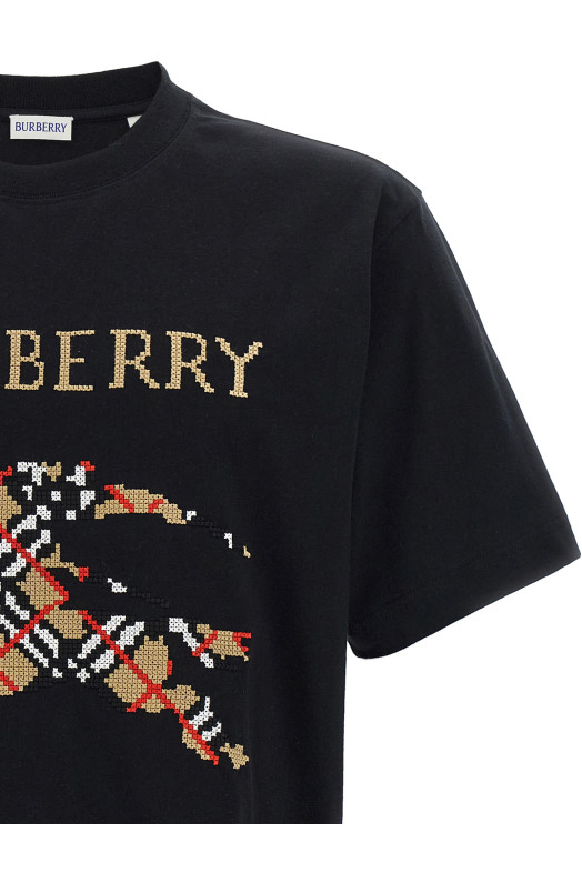Футболка с вышивкой крестиком, чёрная BURBERRY 8109021BLACK