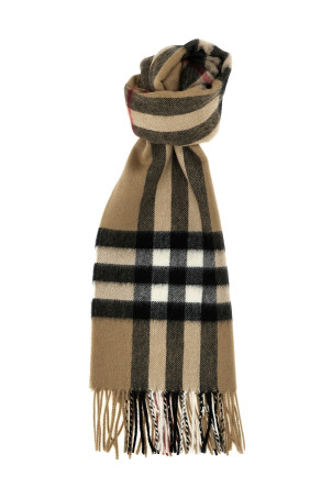 Check cashmere scarf Beige