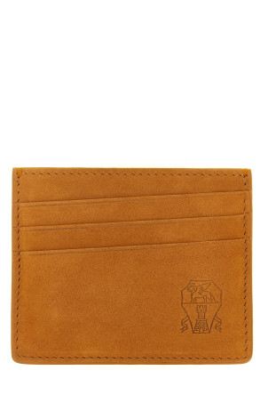 Suede card holder Brown
