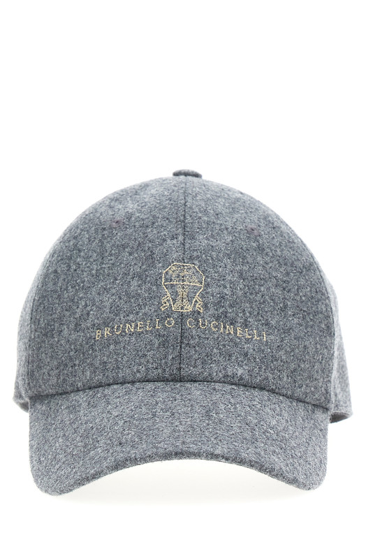 Кепка с вышитым логотипом, серая BRUNELLO CUCINELLI M038P9850CGQ69