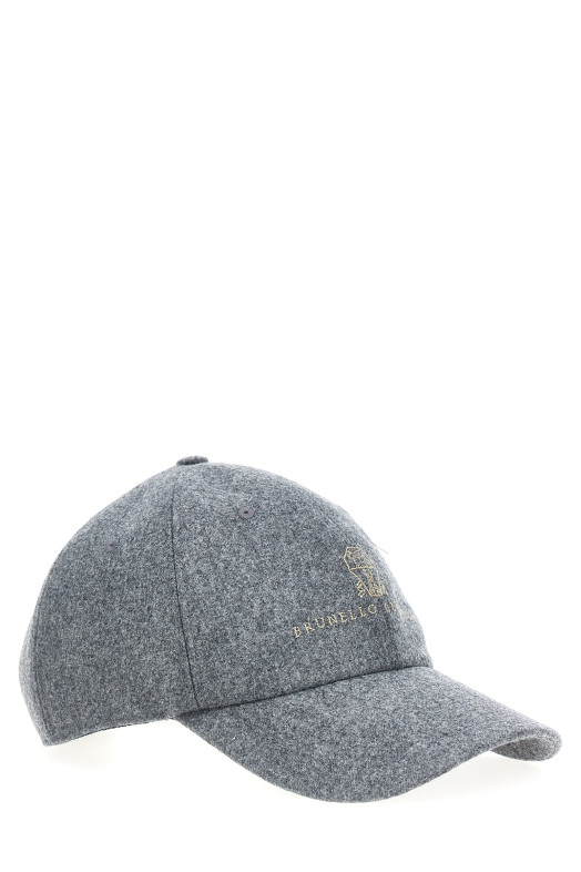 Кепка с вышитым логотипом, серая BRUNELLO CUCINELLI M038P9850CGQ69
