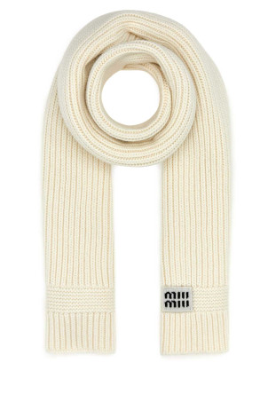 White wool blend scarf Black MIU MIU (5FS0482F8S)