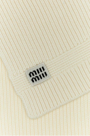 White wool blend scarf Black MIU MIU (5FS0482F8S)