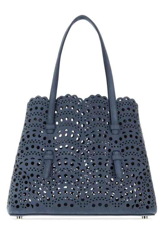 Air force blue suede Mina 25 handbag ALAIA (AA1S06725CA322)