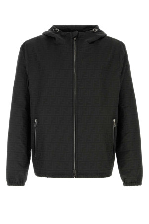 Black polyester windbreaker Black FENDI (FW1463AMYB)