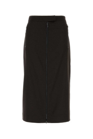 Dark brown stretch flannel skirt LE SULLY STUDIO (3367)