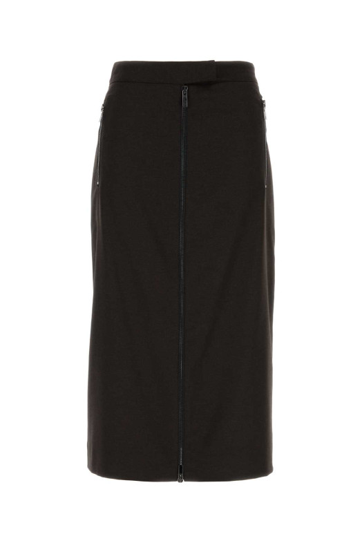 Dark brown stretch flannel skirt LE SULLY STUDIO (3367)