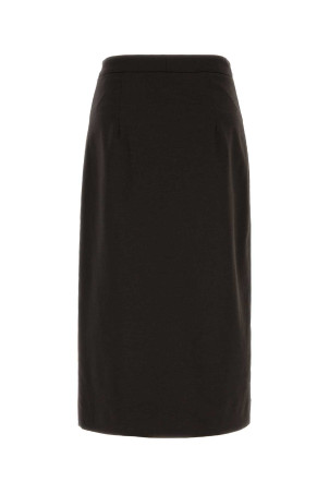 Dark brown stretch flannel skirt LE SULLY STUDIO (3367)