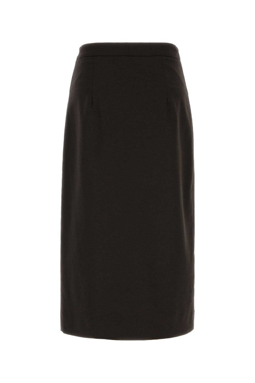 Dark brown stretch flannel skirt LE SULLY STUDIO (3367)