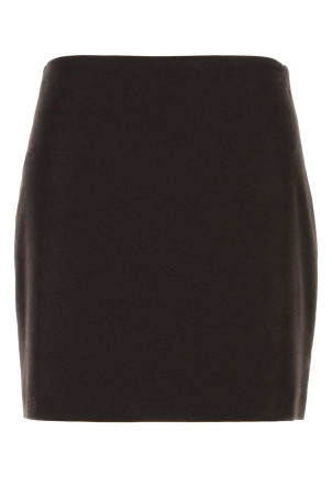 Dark brown stretch flannel mini skirt LE SULLY STUDIO (3376)
