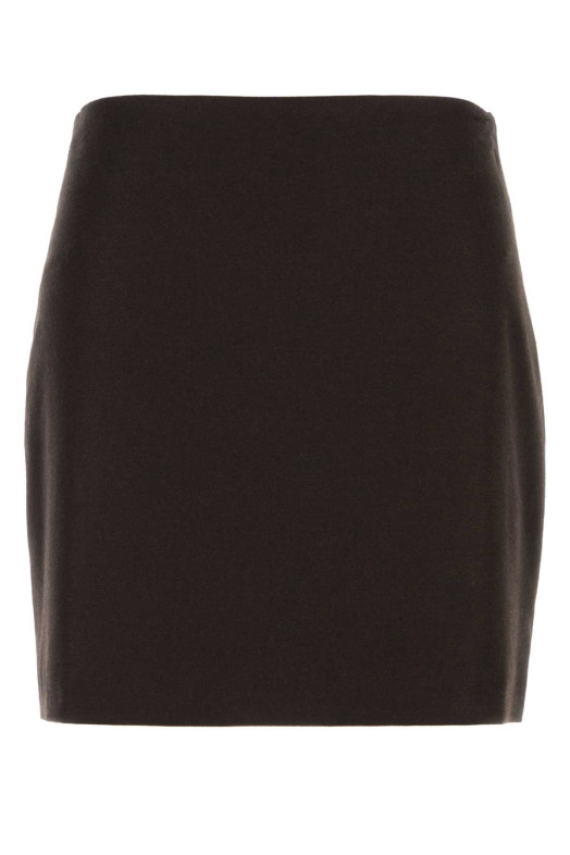 Dark brown stretch flannel mini skirt LE SULLY STUDIO (3376)