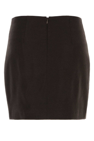 Dark brown stretch flannel mini skirt LE SULLY STUDIO (3376)