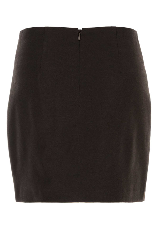 Dark brown stretch flannel mini skirt LE SULLY STUDIO (3376)