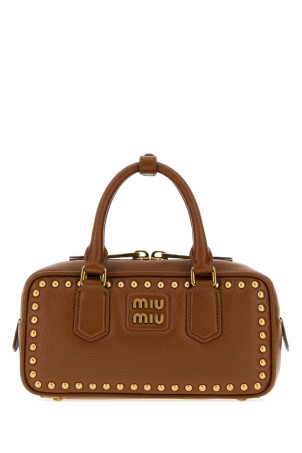 Caramel leather Arcadie handbag MIU MIU (5BB142VOBO2ZSQ)