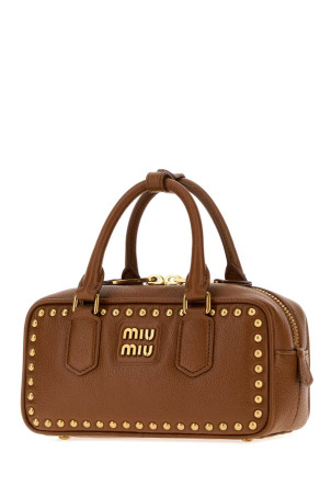 Caramel leather Arcadie handbag MIU MIU (5BB142VOBO2ZSQ)