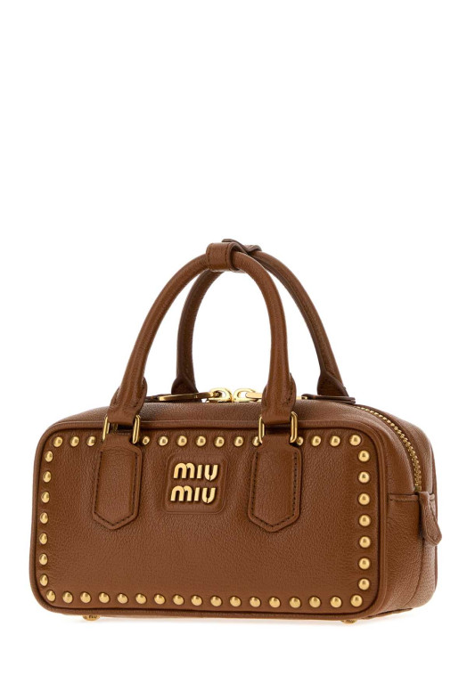 Caramel leather Arcadie handbag MIU MIU (5BB142VOBO2ZSQ)