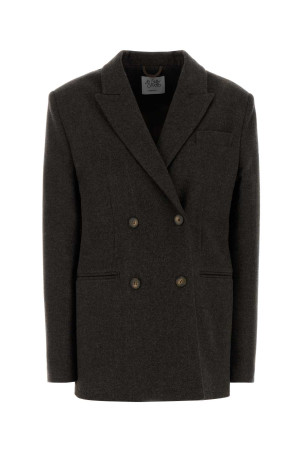 Dark brown stretch wool blend blazer LE SULLY STUDIO (6371)