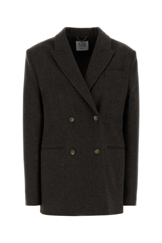 Dark brown stretch wool blend blazer LE SULLY STUDIO (6371)