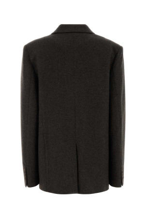 Dark brown stretch wool blend blazer LE SULLY STUDIO (6371)