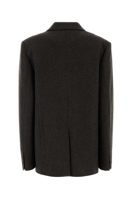 Dark brown stretch wool blend blazer LE SULLY STUDIO (6371)