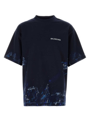 Midnight blue cotton oversize t-shirt BALENCIAGA (764235TUVJ7)