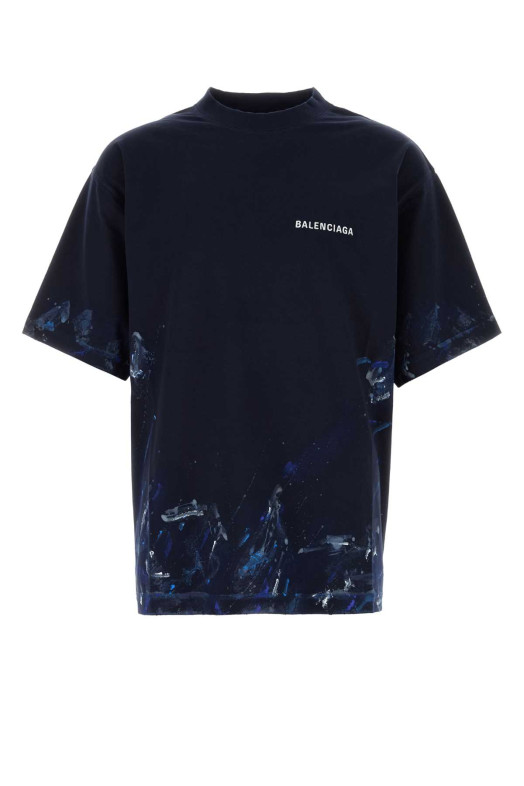 Бавовняна футболка оверсайз темно-синього кольору BALENCIAGA (764235TUVJ7)
