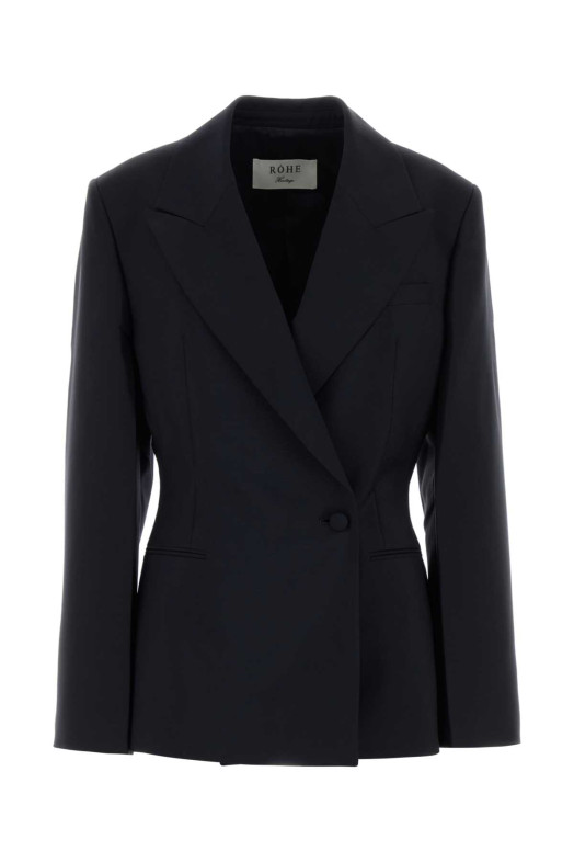 Navy blue wool blend blazer ROHE (81911195)