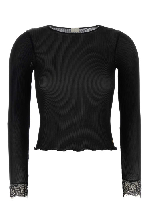 Black silk top Black SAINT LAURENT (A009CNY37SM)
