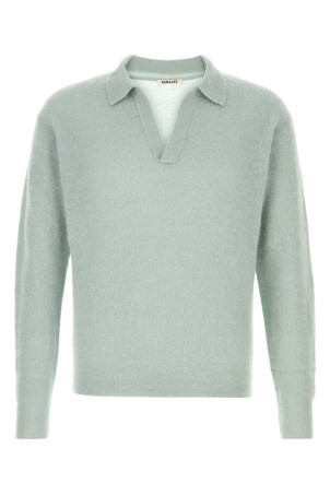 Powder blue alpaca blend polo shirt AURALEE (A26AP02AK)