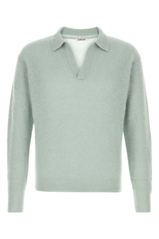 Powder blue alpaca blend polo shirt AURALEE (A26AP02AK)